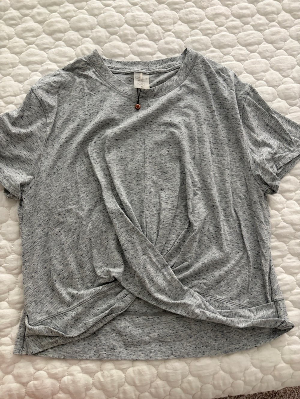 Calia Heather Gray Twist-Front Women's workout crop top worn once